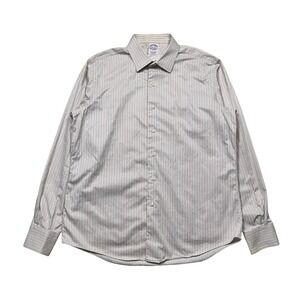 VTG 90s Brooks Brothers Extra Slim Fit Striped Dress Shirt Men 17 36 Pink Grey